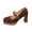 Coffee, variant on Blue Ladies Pumps High Heels Square Toe Chunky Heel Ankle Strap Buckle Casual Fashion Women Shoes