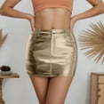 thumbnail image 2 of DHFJKG Skirts For Women Glossy Leather Mini Pencil Skirt Low Rise Shiny Tight Bodycon Slim Fit Stylish Skirt, 2 of 4