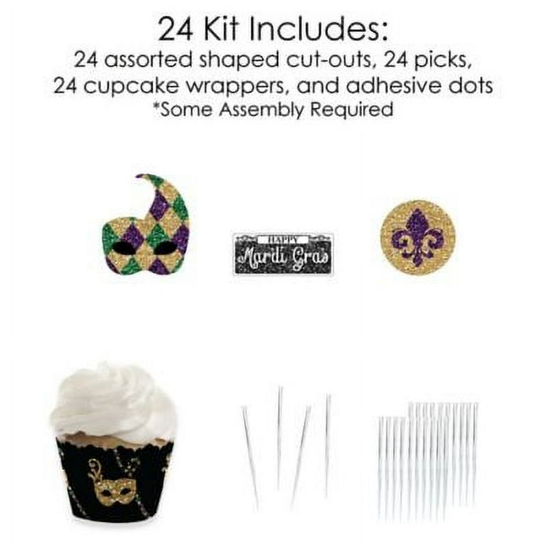 Big Dot of Happiness Scoop Up the Fun - Ice Cream - Cupcake Decoration -  Sprinkles Party Cupcake Wrappers and Treat Picks Kit - Set of 24