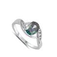 thumbnail image 4 of CHOOSE YOUR COLOR Multi-color CZ Oval Promise Ring .925 Sterling Silver Band Black Female Size 4, 4 of 4