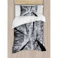 thumbnail image 3 of Forest Duvet Cover Set Queen Size, Scary Winter Tops of the Trees Dark Dramatic Silhouettes Enchanted Nature Image, Decorative 3 Piece Bedding Set with 2 Pillow Shams, Black Grey, by Ambesonne, 3 of 3