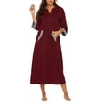 thumbnail image 3 of Ekouaer Women Zipper Robe 3/4 Sleeves Loungewear Dress Full Length Sleepwear Pockets Housecoat Nightgown Long Bathrobe, 3 of 6