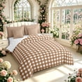 thumbnail image 2 of Manfei Modern Brown Checkered 7-Piece Twin Bedding,Geometric Check Bedding Comforter Set,Reversible, 2 of 7