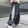 thumbnail image 5 of CONZONE Little Boys Workout Pants Elastic Waist Baggy Joggers for Child Patchwork Wide Leg Fall Lightweight Trousers with Pockets Size 6-7 Years, 5 of 5