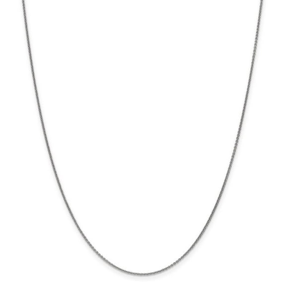 Auriga Fine Jewelry 10K White Gold 1 mm Round Open Link Cable Chain Necklace for Women 16"