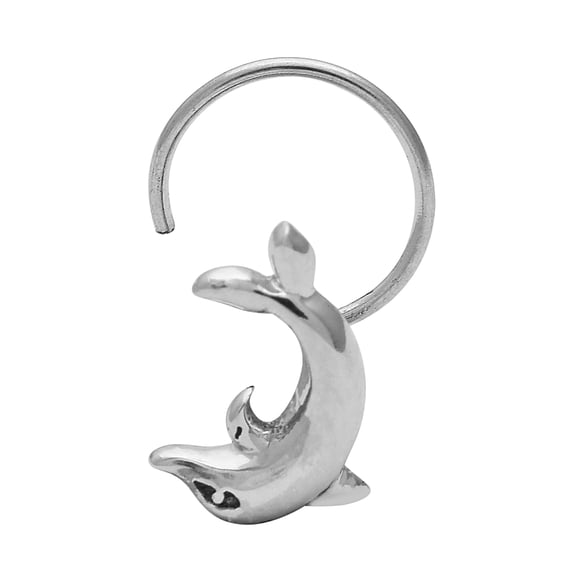 Mooneye Unique Dolphin Design Nose Pin 925 Sterling Silver Handmade Women Nose Pin