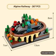 MOC Hand-Crank Town Building Block Train Small Toy Toy Holiday Gift Country Railway (266pcs)