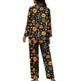 thumbnail image 5 of Kuiaobaty Pumpkin Skull Print Pajamas Set Women's Long Sleeve Sleepwear Set Halloween Pajamas Set Crewneck Tops T-Shirts and Pants 2 Pack Set Nightwear Soft Loungewear Full Length Pajamas, S, 5 of 7