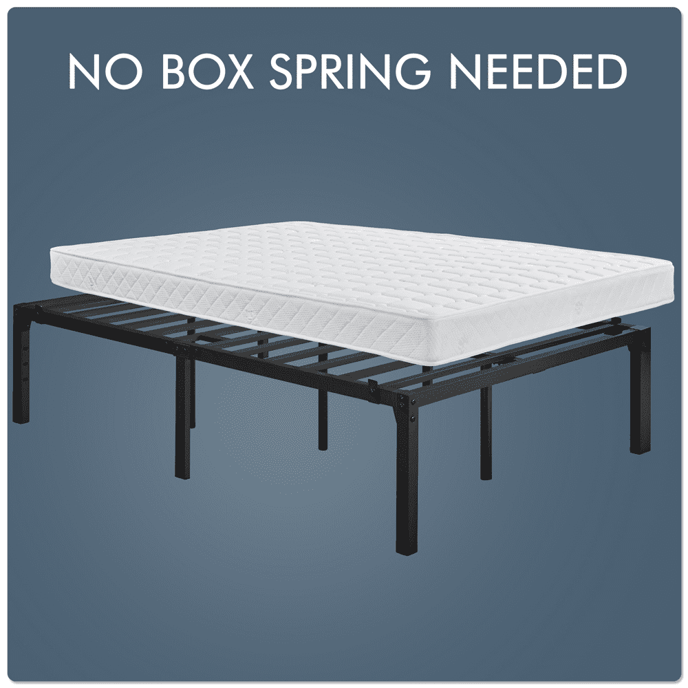 Fullfurnique Metal Platform Bed Frame with Heavy Duty Steel Slat Support, Twin, Black