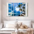 thumbnail image 2 of Elephant Stock Window To The Beach Wall Art - Horizontal Multi Panel Canvas - Living Room Wall Decor - Beach Multi Panel - Blue And Brown Decor - 50" x 32", 2 of 4