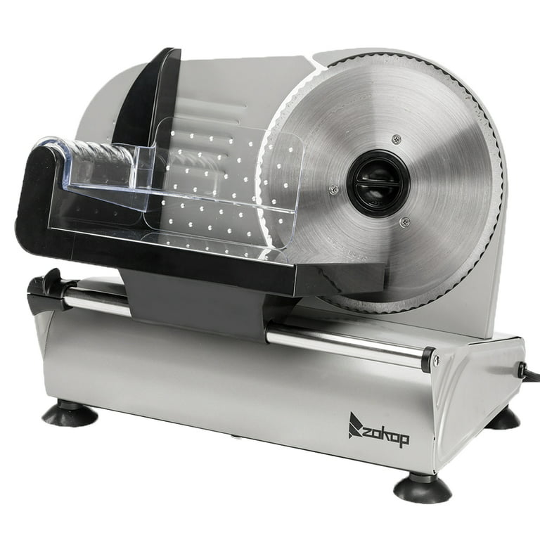 Kitchen Commercial Meat Slicers, Kitchen Professional Food Slicer W/7.5 inch Stainless Steel Blade, Slice Thickness Control and Tilted Food Carriage