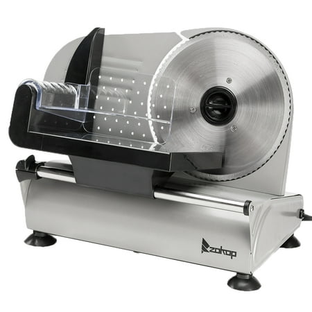 ZOKOP Food Slicer, 150W Electric Professional Bread and Meat Slicer with 7.5 Inch Stainless Steel Blade, Silver