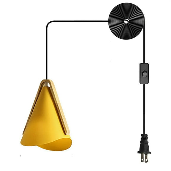 JLOWCO Farmhouse Corded Hanging Light Fixture Plug in Light Socket Modern Pendant Lights Kitchen Island Lighting Kitchen Island Lighting Fixtures Yellow (LED Bulb Include)