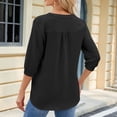 thumbnail image 6 of 3/4 Length Sleeve Womens Tops 2026 Trendy Lantern Sleeve V Neck Loose Plain Chiffon Tshirt Womens Blouses, 6 of 7