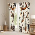 thumbnail image 3 of Cow Skull Window Curtains 2 Panels 38Wx54L Watercolor Gradient Animal Feather Window Drapes Teens Adults Vintage Flowers Southwestern Tribal Style Curtains for Living Room, 3 of 6
