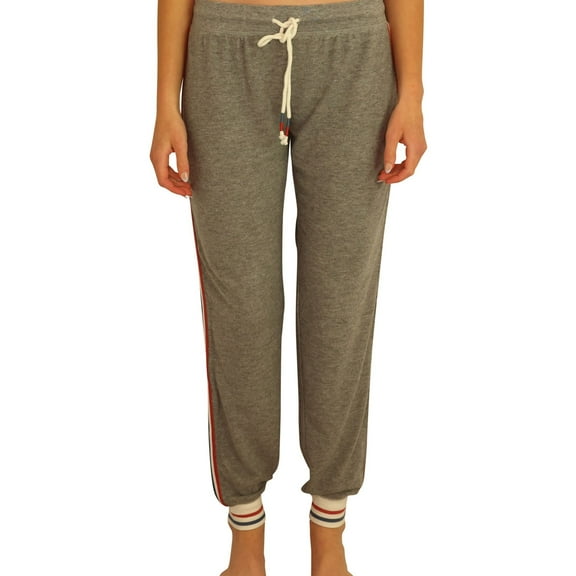 P.J. Salvage Womens Red,White& Blue Stripe Pajama Jogger Pants, Grey, Small