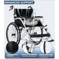 thumbnail image 6 of NOMIGO Folding Lightweight Transport Wheelchair Foldable Self-Propelled Wheelchair with Double-Brake Design for Adults 21-Inch Large Rear Wheel Support 230Lbs White, 6 of 10