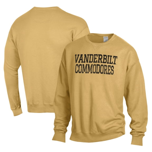 Men's Comfort Wash Gold Vanderbilt Commodores Crewneck Pullover Sweatshirt