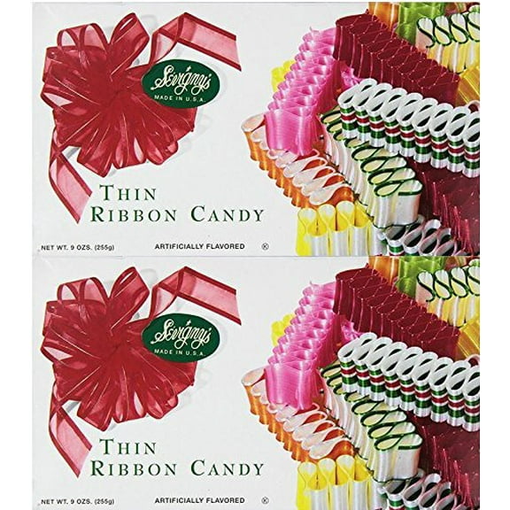 Sevigny's Thin Ribbon Candy - Made in USA. 9 Oz. Box, (2 Pack)