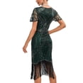 thumbnail image 5 of Coat for Women 1920s Flapper Party Dress Set with Knee Length Sequined Dress and Tassels Hem Accessories, 5 of 7