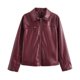 thumbnail image 2 of HH TRAF Otoño Mujeres Solapa Cremallera Manga Larga Bolsillos Diseño Vino Tinto Abrigos 2024 Mujer Casual Chaqueta Suelta Abrigos Ropa de Calle, 2 of 4