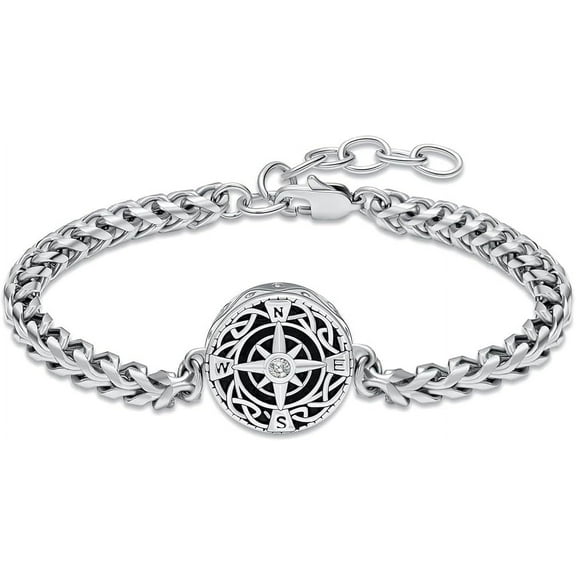 Compass Urn Bracelet for Ashes Women Men Adjustable Stainless Steel Urn Bangle Cremation Jewelry Keepsake Human / Pet Funeral Memorial Ashes Holder