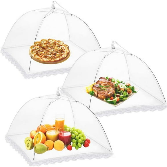 PartyKindom 6Pcs Food Covers with Fine Nylon Mesh and Lace for Home Use Outdoor Bug Protection