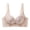 Beige, variant on Women’s Sheer Mesh Floral Lace Support Bra, Wire Free Nylon Spandex Lightly Padded Cups, Wide Adjustable Straps, Delicate Bow Detail V Neck Anti-Sagging Bra