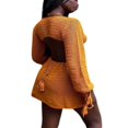 thumbnail image 2 of AMERTEER Robe de Plage Tricotée à Manches Longues avec Franges pour Femmes, Crochet Découpé, 2 of 5