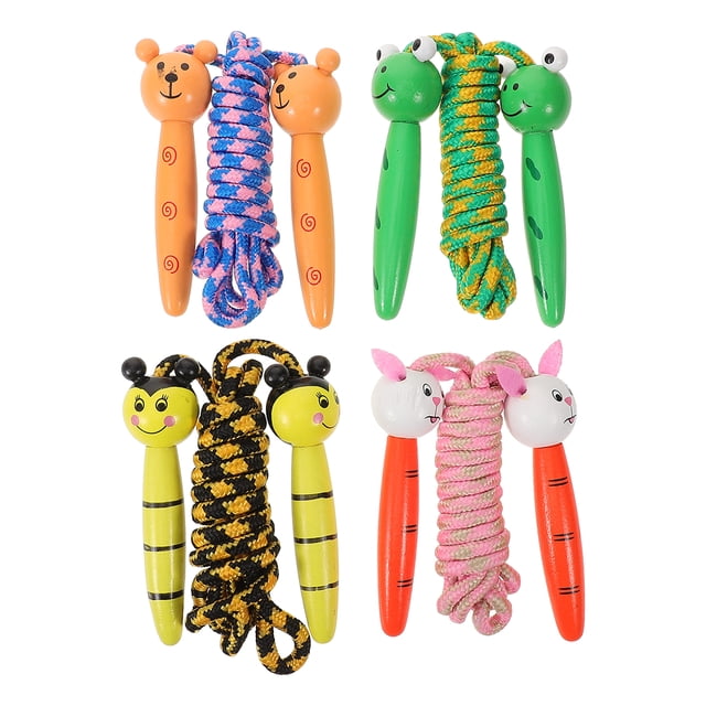 CIMAXIC skipping rope 4pcs Cartoon Jump Rope Portable Jumping Exercise Equipment Creative Skipping Rope for Children Students (Bee + Brown Bear + White Rabbit + Pattern),82.68"X0.55"X0.55"