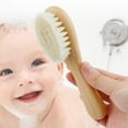 thumbnail image 3 of Baby Hair Brush & Comb Set Wooden Handle Baby Round Hair Brush Natural Goat Bristle Cradle-Cap Brush for Toddler Infant, 3 of 12