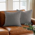 thumbnail image 6 of Throw Pillow Covers 20x20 Inch, Black Botanical Decorative Pillow Cases for Couch Sofa Bed, Farmhouse Modern Striped Leaf Cotton Linen Square Home Decor Pillowcases with Hidden Zipper, 6 of 9