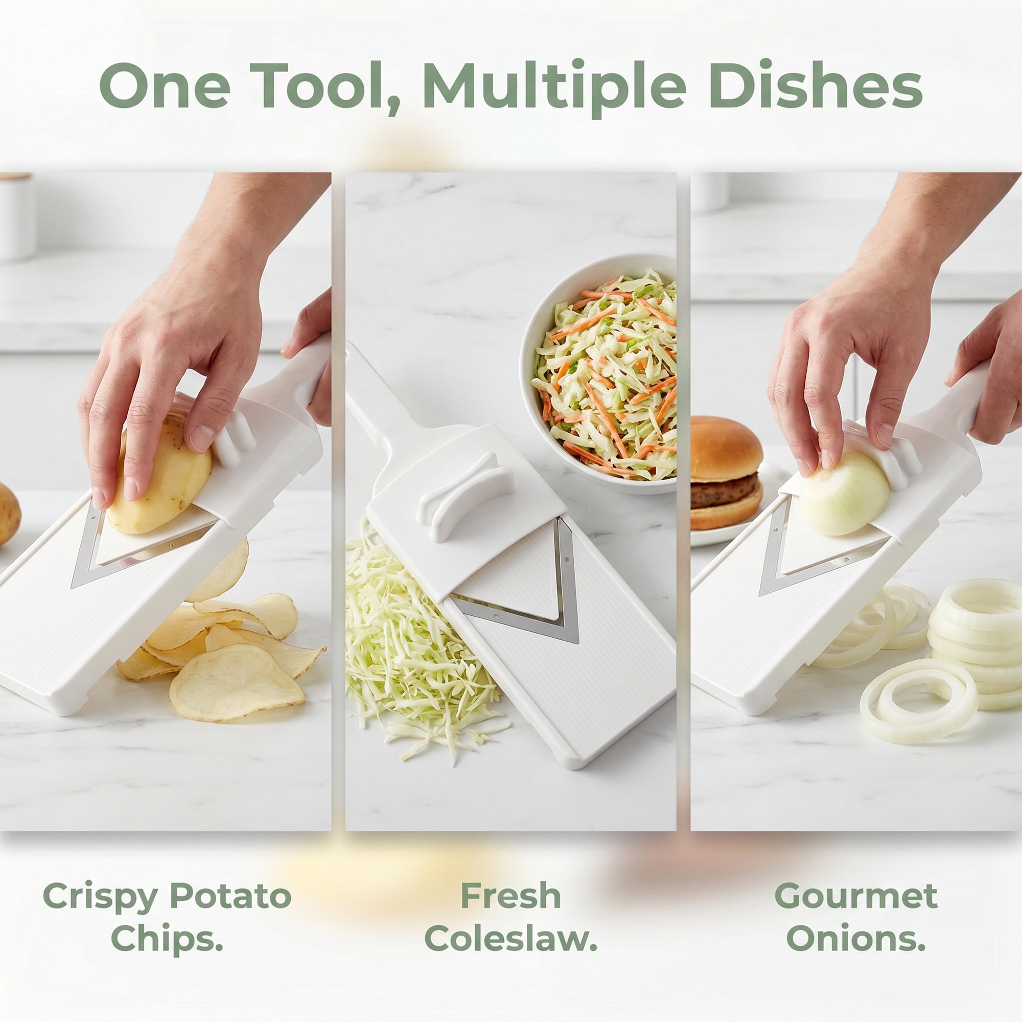 Unique Bargains Multifunctional Potato Slicer with Chopping Function White 12.6"x3.9"