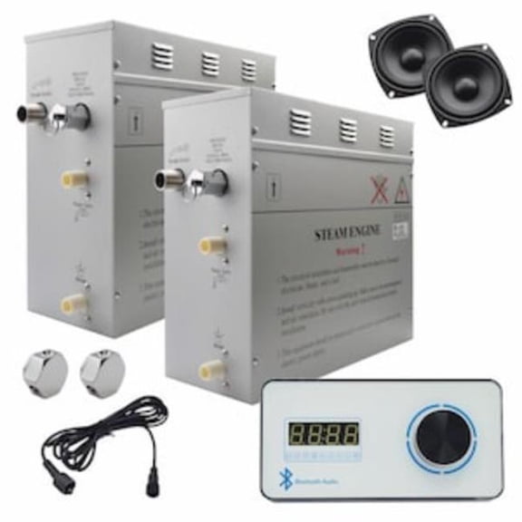 Steam Planet GH18LWX Superior Encore Plus 18 kW Self-Draining Steam Bath Generator Kit & Bluetooth Horizontal Digital Keypad, White