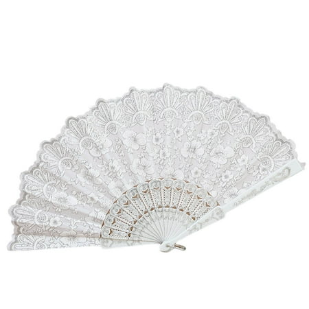 

YIMIAO Exquisite Floral Pattern Cloth Cover Hanging Loop Design Folding Fan Cheongsam Hanfu Show Hand Fan Clothing Accessories