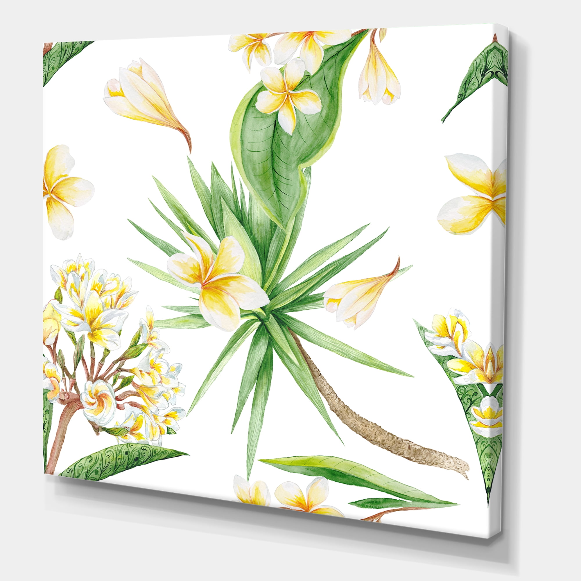 Yellow Flowers and Tropical Foliage V 30 in x 30 in Painting Canvas Art Print, by Designart