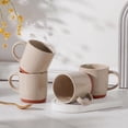 thumbnail image 6 of Vesteel Coffee Mugs Set of 4, 12oz Ceramic Coffee Cup with Handle, Modern Stoneware Mugs for Latte, Cappuccino, Cocoa, Dishwasher & Microwave Safe, Cappuccino Brown, 6 of 8