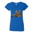 thumbnail image 3 of First We Still Your Heart Then Your Bed | Funny Neon Colorful Cat | Dean Russo Art Animal Lover Womenâ€™s Standard V-Neck Tee, Royal, XX-Large, 3 of 6