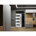 thumbnail image 5 of Front Exterior Prehung Steel Door / Ronex 0131 Black Enamel / Side and Top Exterior Window Sidelite / Stainless Inserts Entry Metal Modern Painted W36+14" x H80+16" Right hand Inswing, 5 of 5