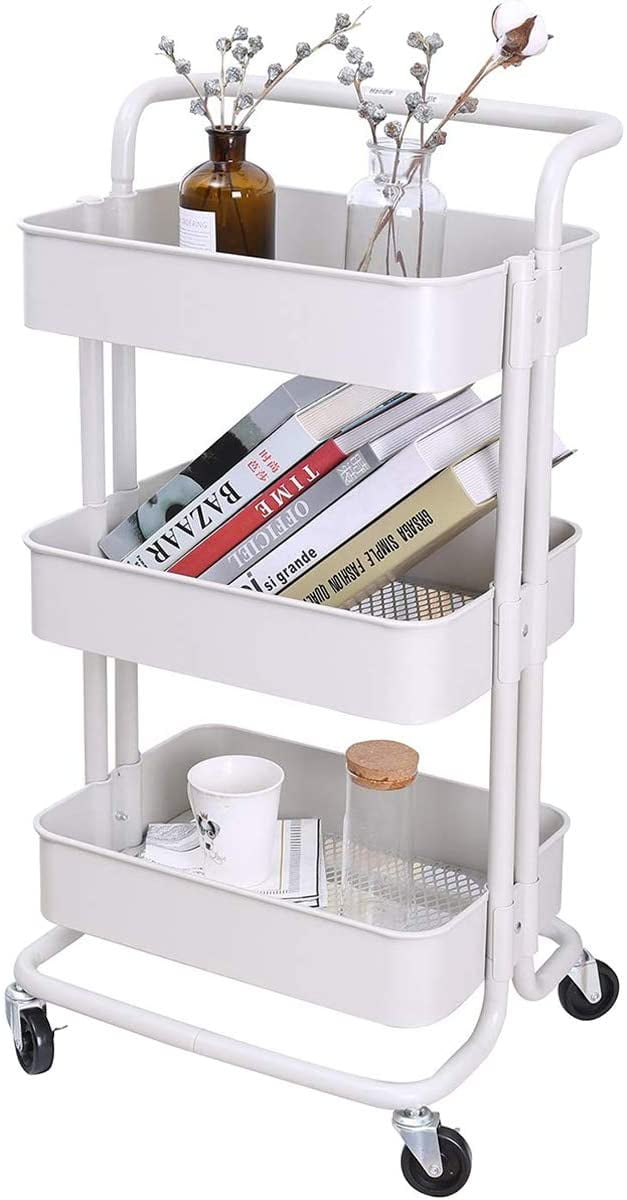 3Tier Home Kitchen Storage Utility cart with handleWhite Walmart