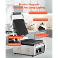 thumbnail image 3 of KFFKFF Commercial Panini Grill, 1800W Electric Sandwich Panini Maker, Stainless Steel Sandwichs Press Grill with Handle and Temp Control, 8.8x9 in Full Grooved Enamel Plate, 3 of 9