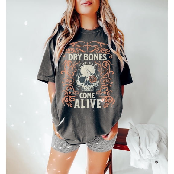 Dry Bones Christian Floral Skull Skeleton Holiday Apparel T-Shirt