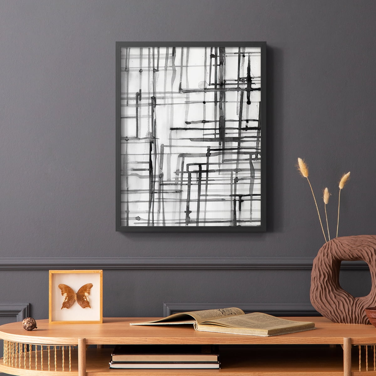Line Meditation I in Black Solid Wood 8 x 10 Framed Print