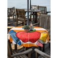 thumbnail image 2 of Outdoor Tablecloth with Umbrella Hole for Patio/Picnic/Party/Camping, Children's Day Waterproof Table Cloth Round Cover Washable, Cartoon Pencil Watercolor Orange Striped (Dia 54"), 2 of 8