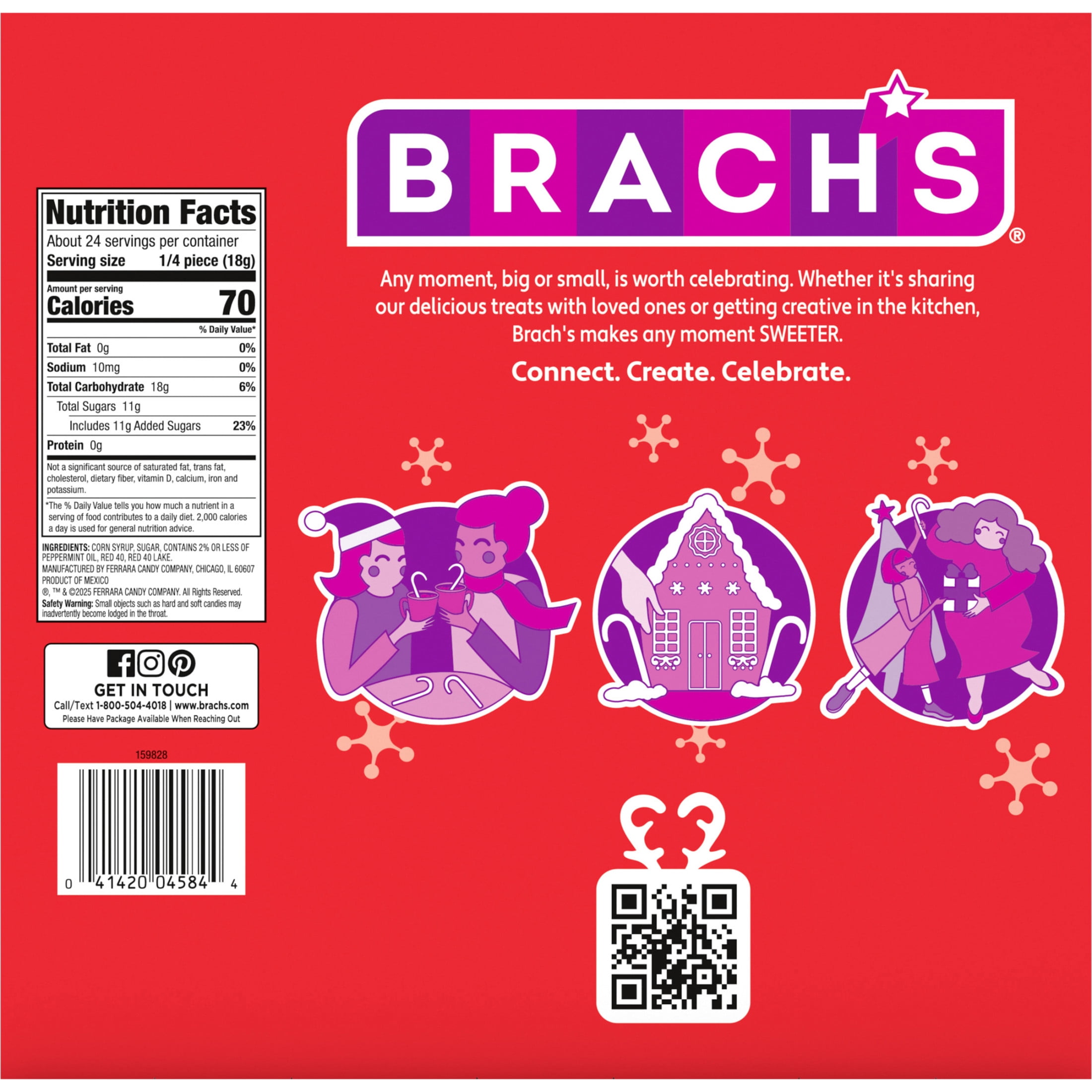(2 pack) Brach's Giant Peppermint Holiday Candy Canes, Christmas Candy, 15 oz, 6 Count Box