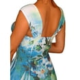 thumbnail image 4 of Funfash Plus Size Women Empire Waist White Blue Floral Swing Cocktail Dress - XL, 4 of 4
