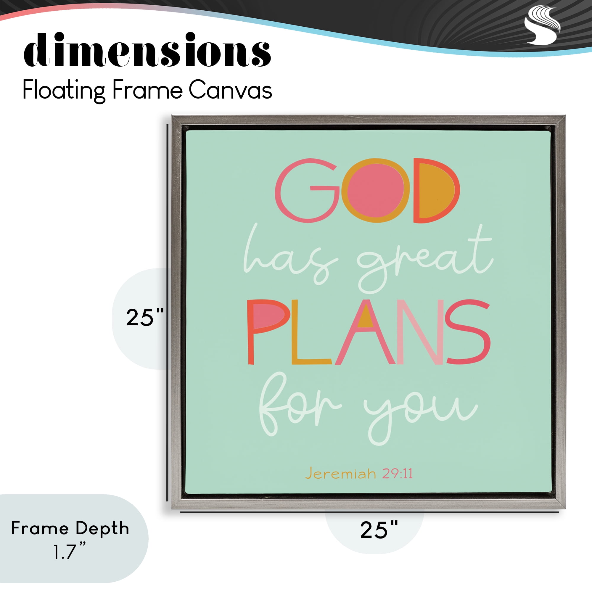 Stupell Industries Green God's Plans For You Gray Framed Floater Canvas Wall Art, design by SD Graphics Studio