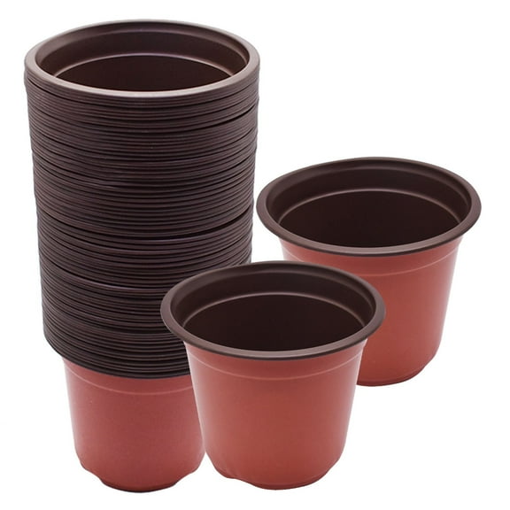 100Pcs Nursery Seedlings Pots, 5.5" x 5" Plastic Planting Flowerpots Gardening Pot Cups Seed Starting Flower Containers for Succulents, Brick Red