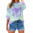 thumbnail image 3 of Uootdi Valentine's Day Sweatshirt for Women Crew Neck Love Heart Printed Graphic Sweatshirts Casual Holiday Long Sleeve Graphic Tee Tops Gift, 3 of 9