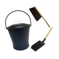 thumbnail image 3 of Balde,Cubo para Chimenea con Tapa Cepillo Pala,Cubo de metal de hierro con asa resistente al calor,Cubo de carbón eficiente,multifuncional y resistente,Pozos de fuego de fresno negro para, 3 of 10